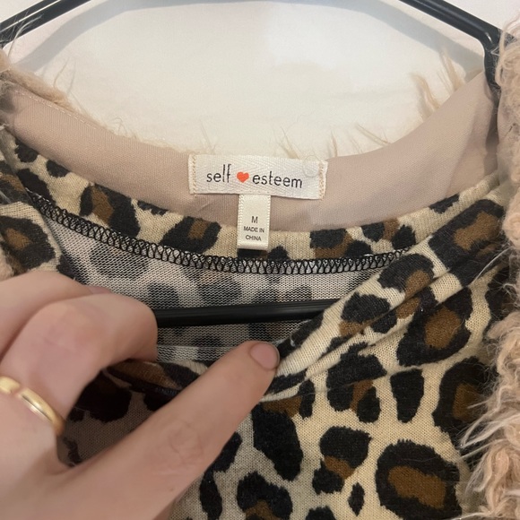 Self Esteem Women’s Cheetah Print Long Sleeve with Vest - Picture 3 of 5